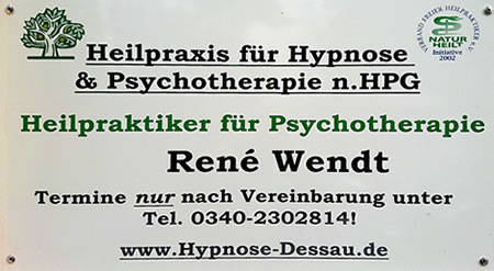 Praxisschild - Hypnose Dessau
